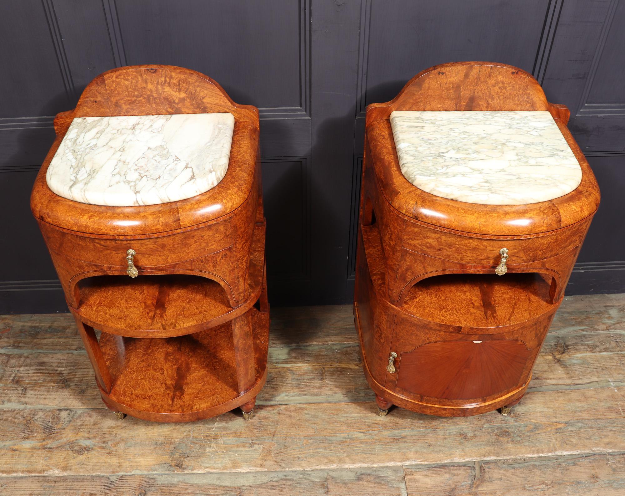 Pair of Art Nouveau Bedside Cabinets in Amboyna c1900 1