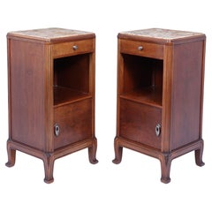 Pair of Art Nouveau Bedside Cabinets in Walnut