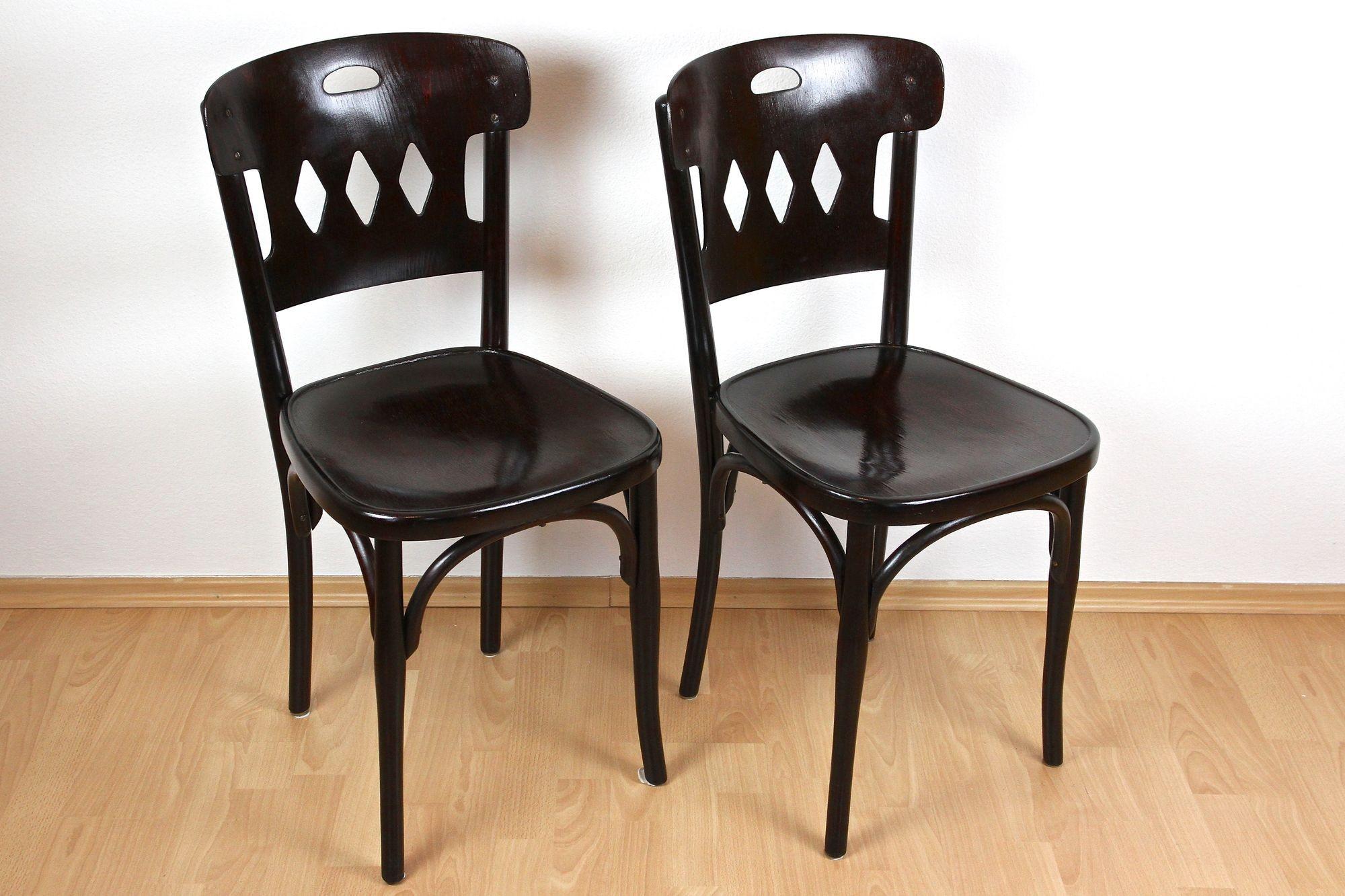 Pair Of Art Nouveau Bentwood Chairs by J&J Kohn, Vienna ca. 1910 In Good Condition For Sale In Lichtenberg, AT