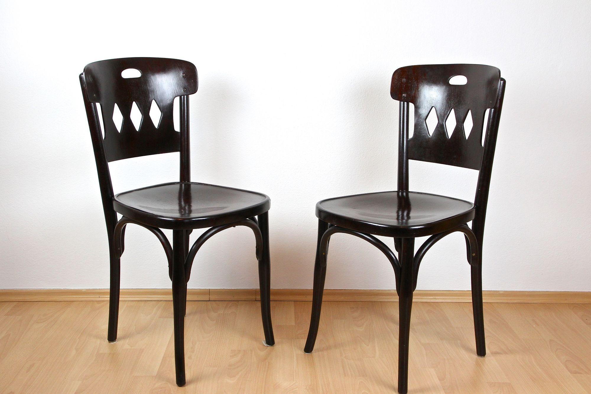 20th Century Pair Of Art Nouveau Bentwood Chairs by J&J Kohn, Vienna ca. 1910 For Sale