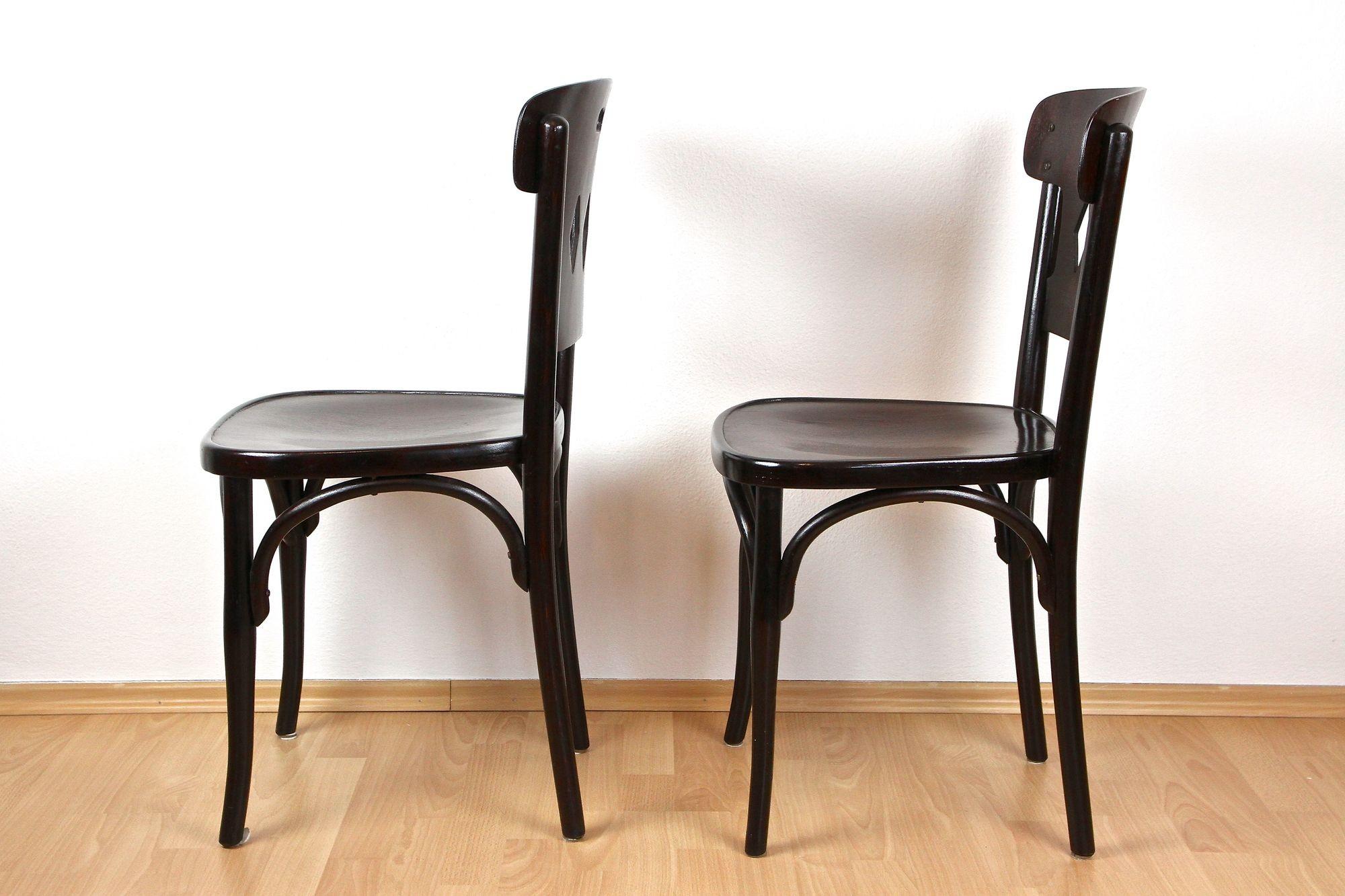 Pair Of Art Nouveau Bentwood Chairs by J&J Kohn, Vienna ca. 1910 For Sale 1