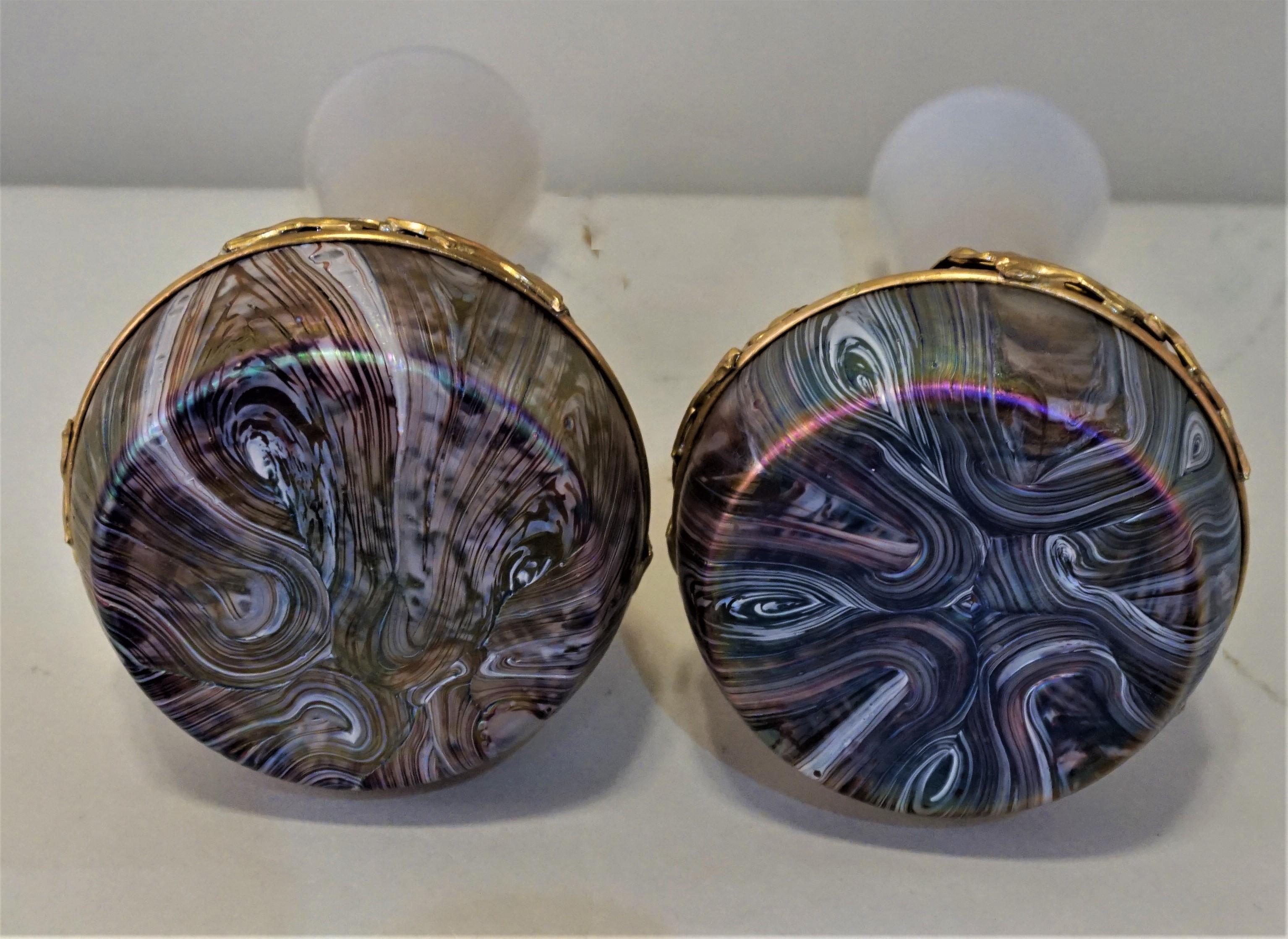 Pair of Art Nouveau Blown Glass and Bronze Vases 2