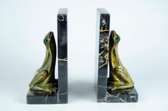 Paire de serre-livres Art Nouveau Grenouilles