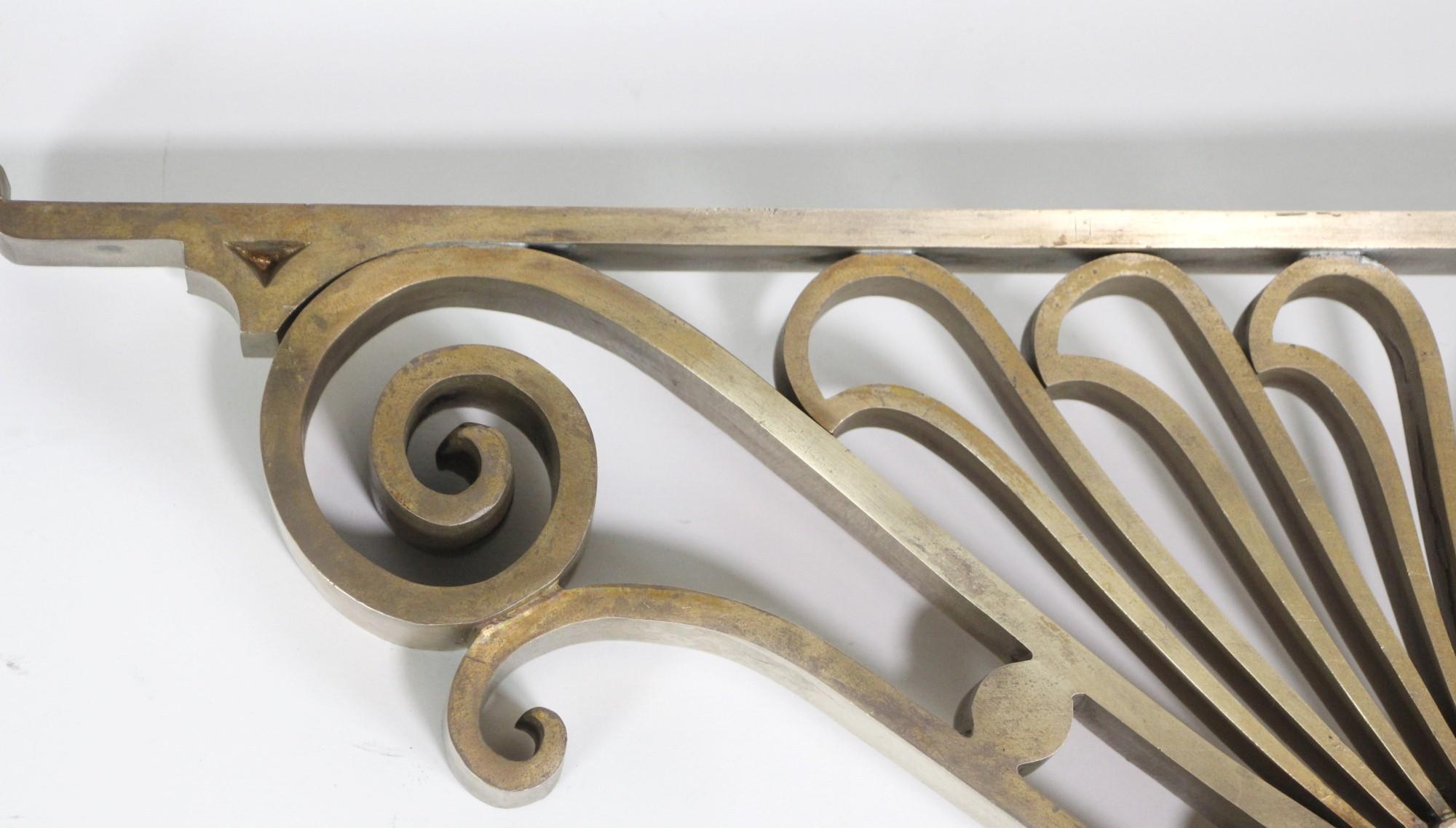 American Pair of Art Nouveau Brackets in Polished Bronze w Spirals  For Sale