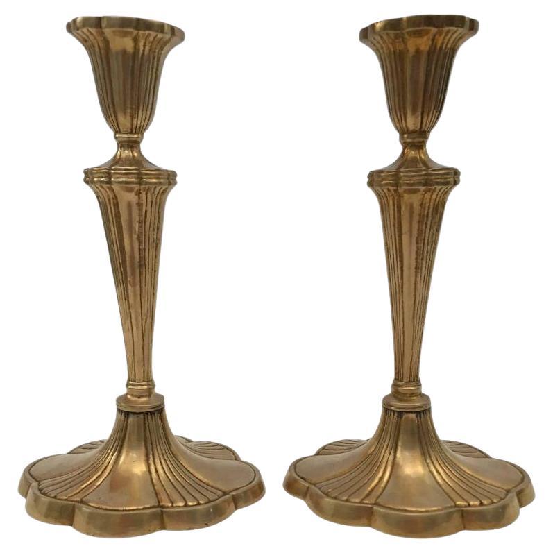 Pair of Art Nouveau Brass Candlesticks