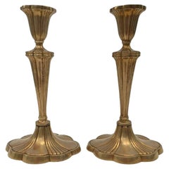 Coppia di candelieri in ottone Art Nouveau