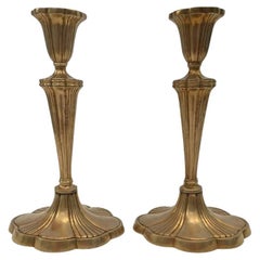 Vintage Pair of Art Nouveau Brass Candlesticks