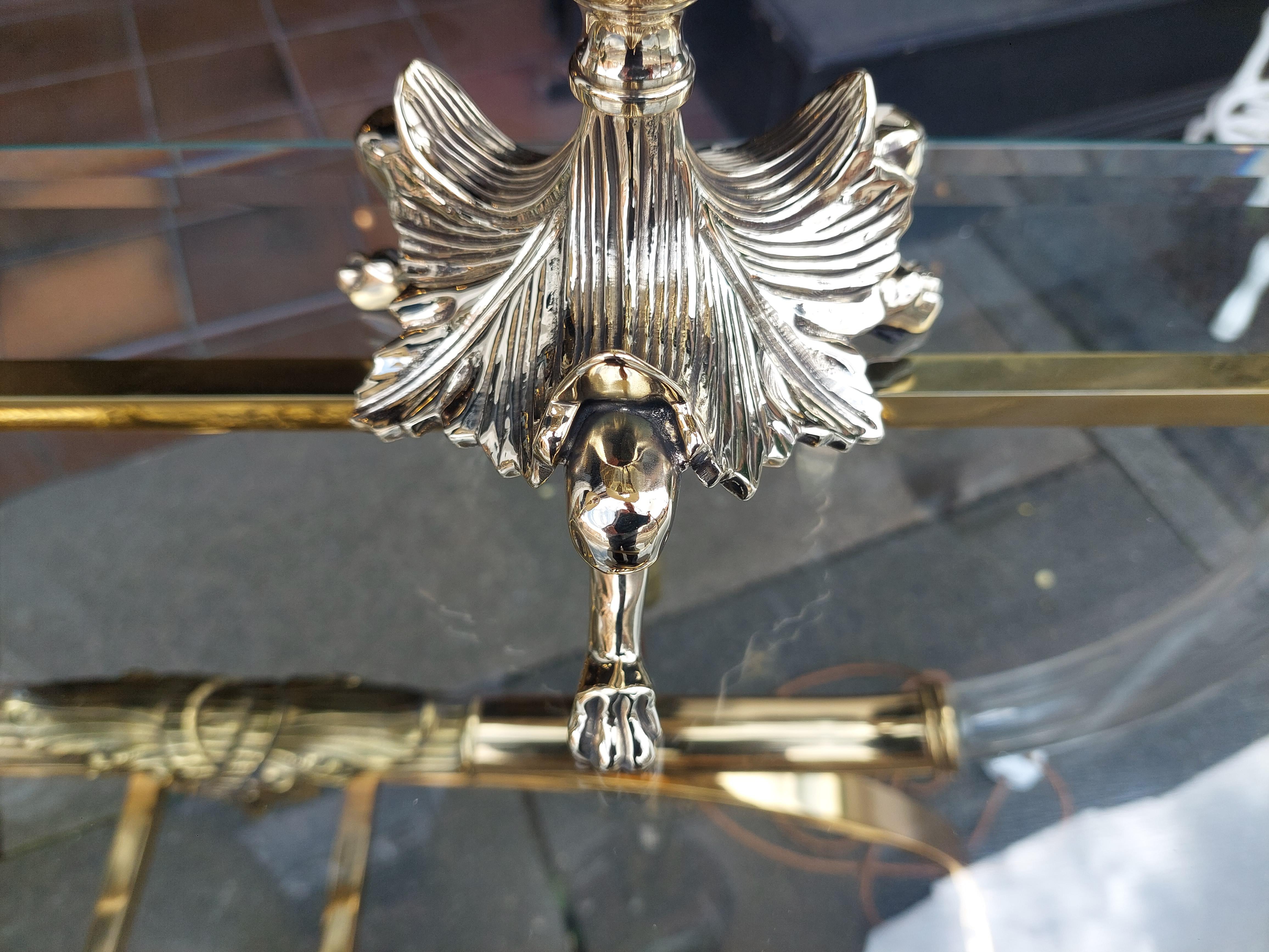 English Pair of Art Nouveau Brass Table Lamps For Sale