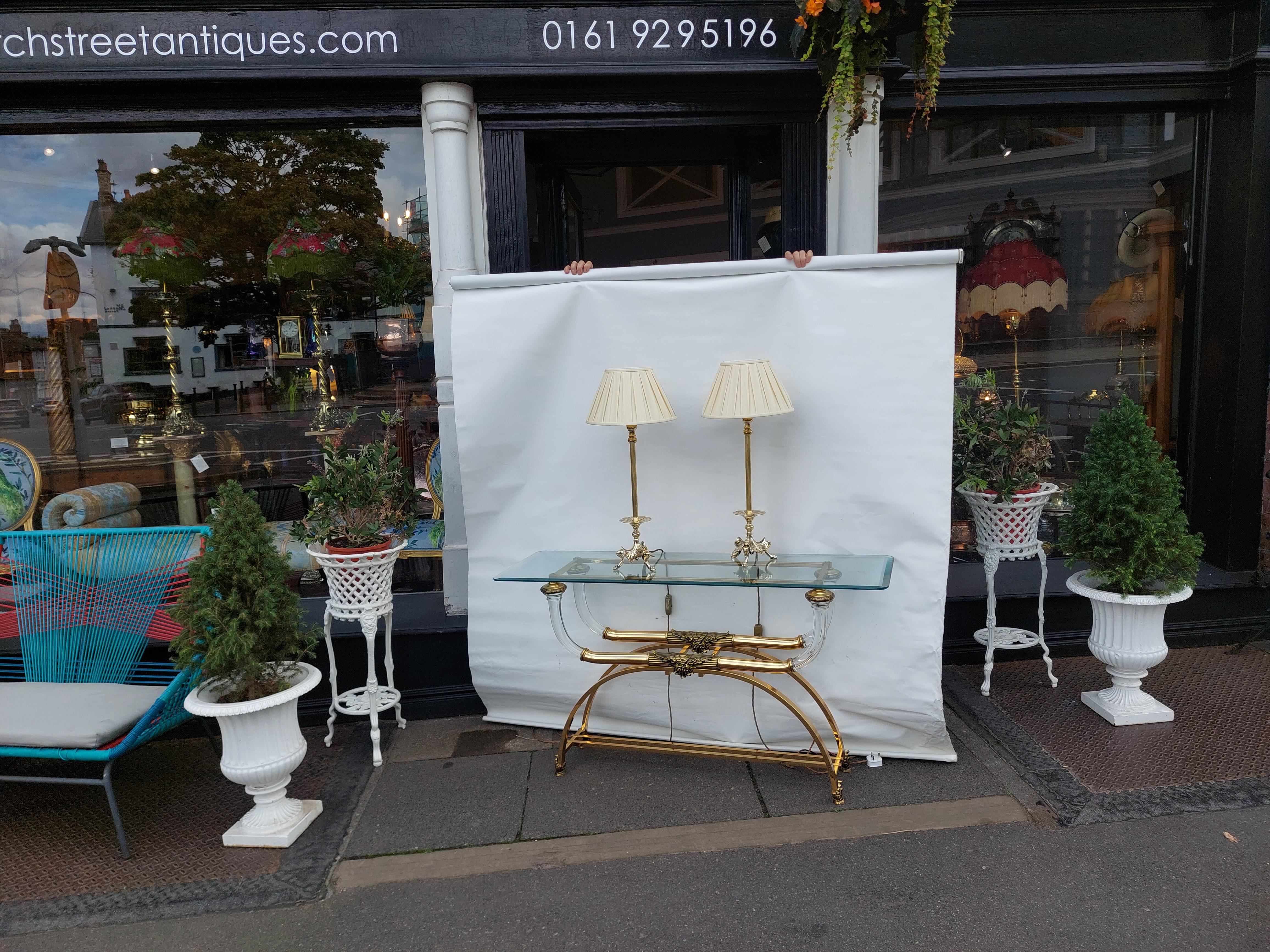 Pair of Art Nouveau Brass Table Lamps For Sale 2