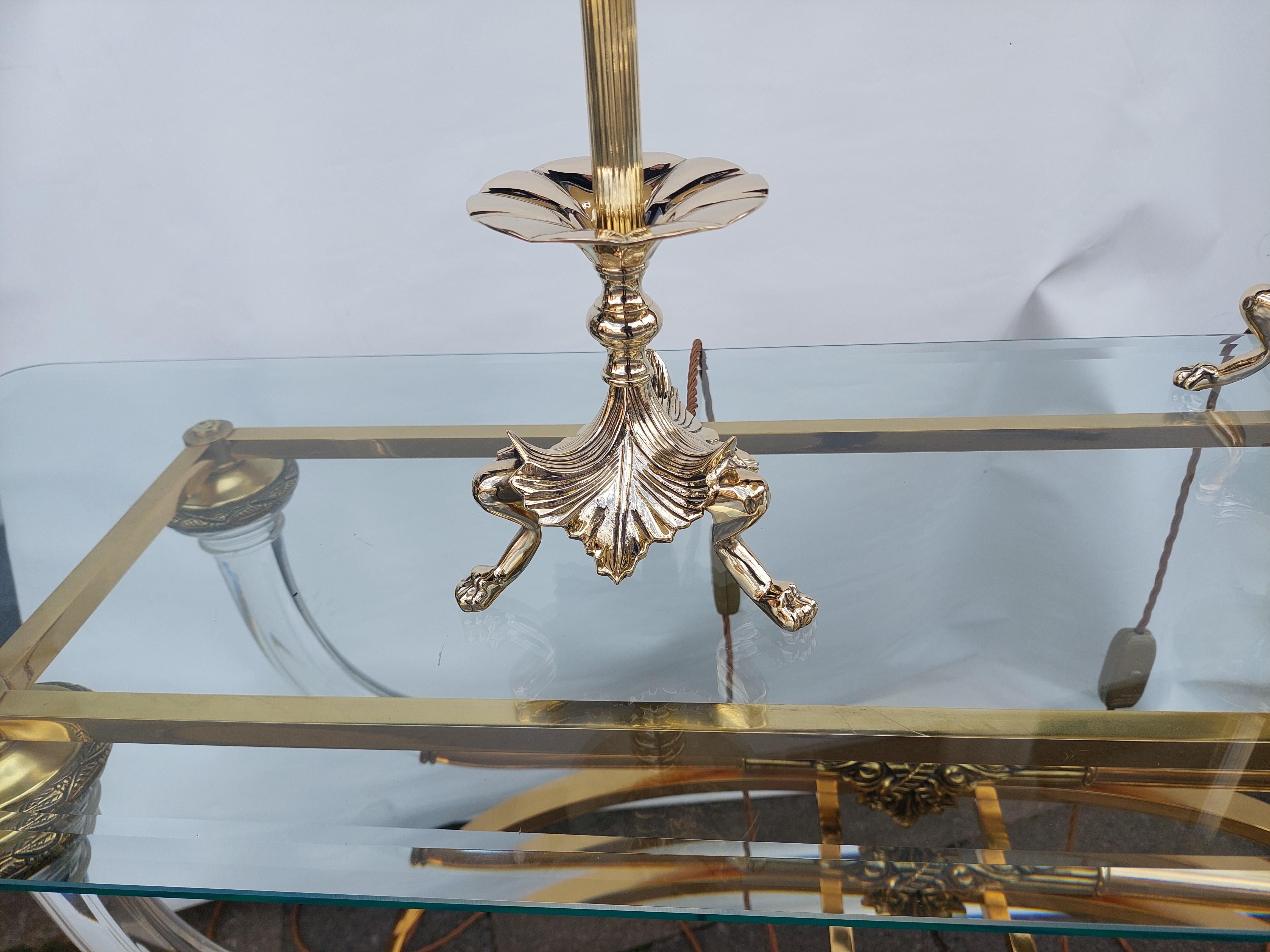 Pair of Art Nouveau Brass Table Lamps For Sale 3