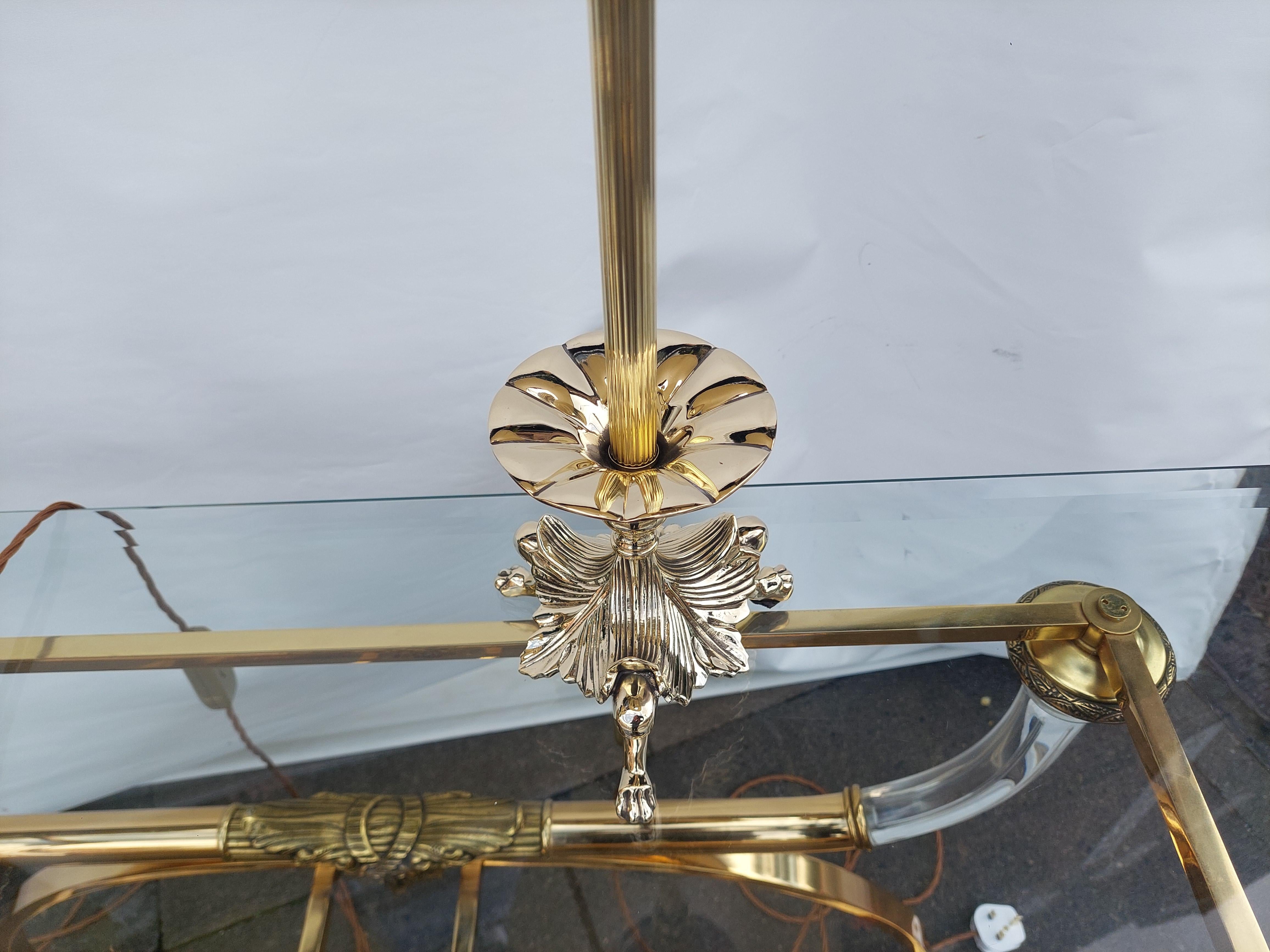 Pair of Art Nouveau Brass Table Lamps For Sale 4