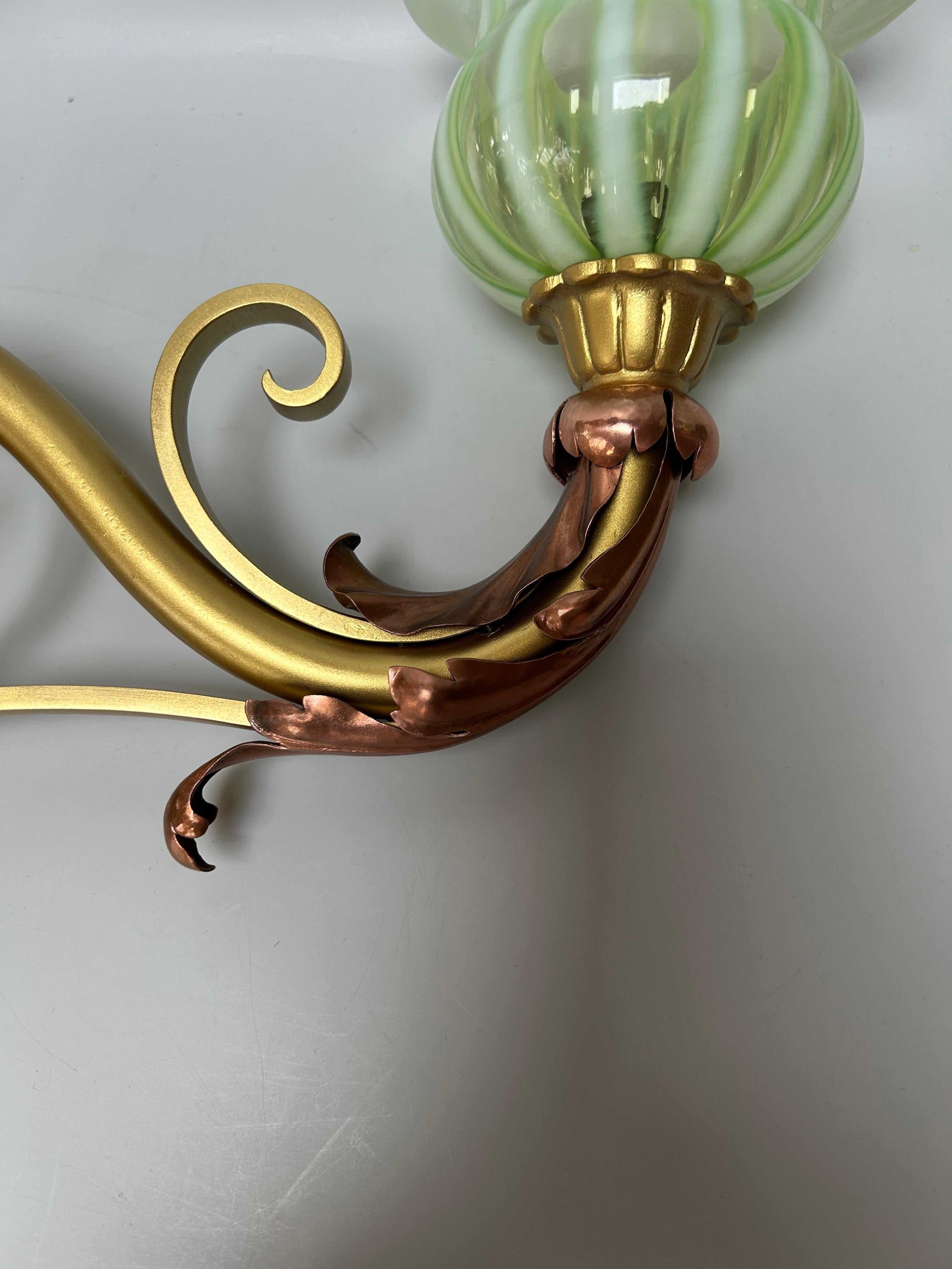 Bronzo Coppia di appliques Art Nouveau in bronzo e rame in vendita