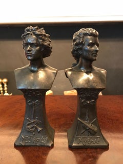 Pair of Art Nouveau Bronze Figures of Beethoven and Mozart