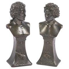 Paar Jugendstil-Bronzefiguren von Beethoven und Mozart