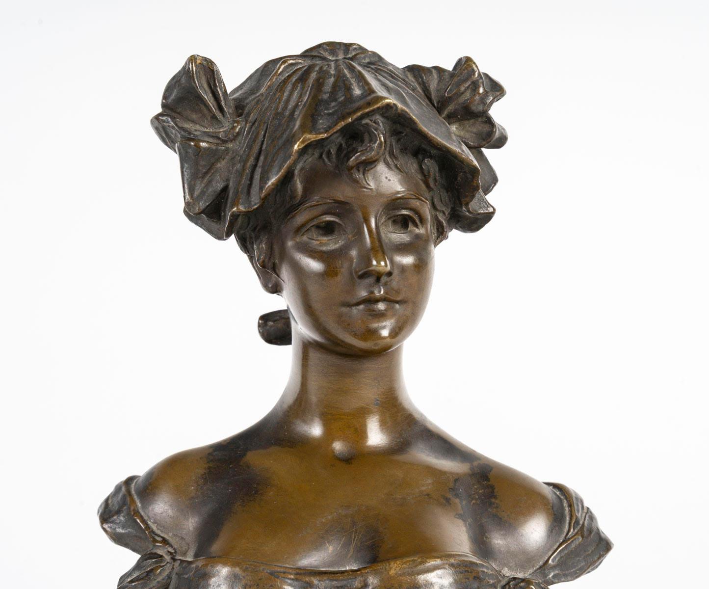 Pareja de esculturas Art Nouveau en bronce de Van Der Straeten, hacia 1900.

Pareja de esculturas Art Nouveau, hacia 1900, en bronce, base de mármol, por Van Der Straeten.
Alto: 24 cm, Ancho: 14 cm, Fondo: 8 cm