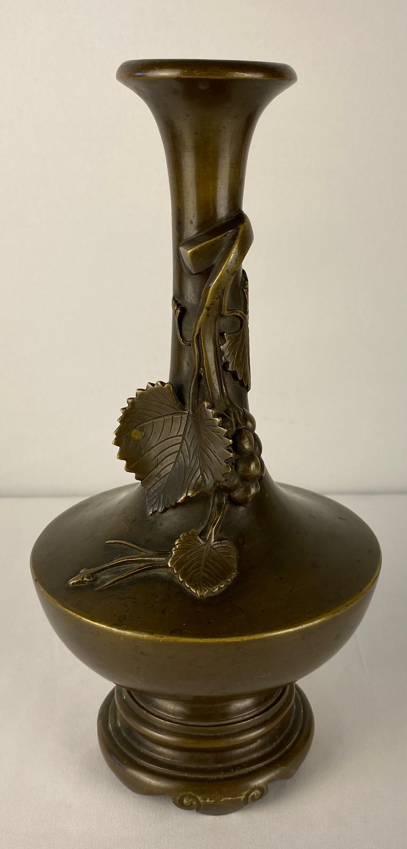 Hand-Crafted Pair of Art Nouveau Bronze Stem Vases  For Sale