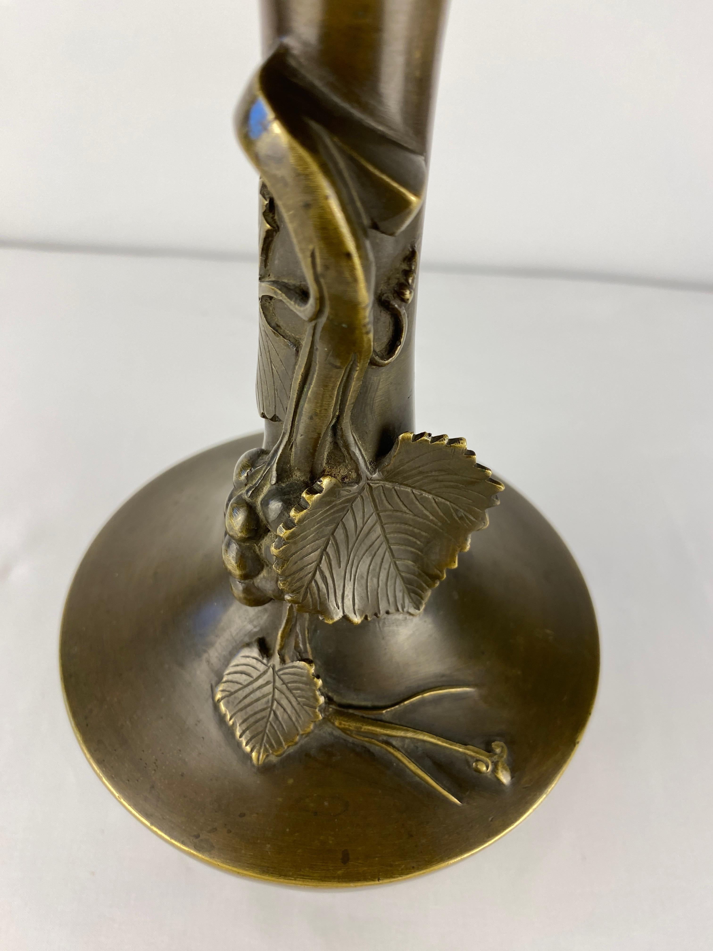 Pair of Art Nouveau Bronze Stem Vases  In Good Condition For Sale In Miami, FL