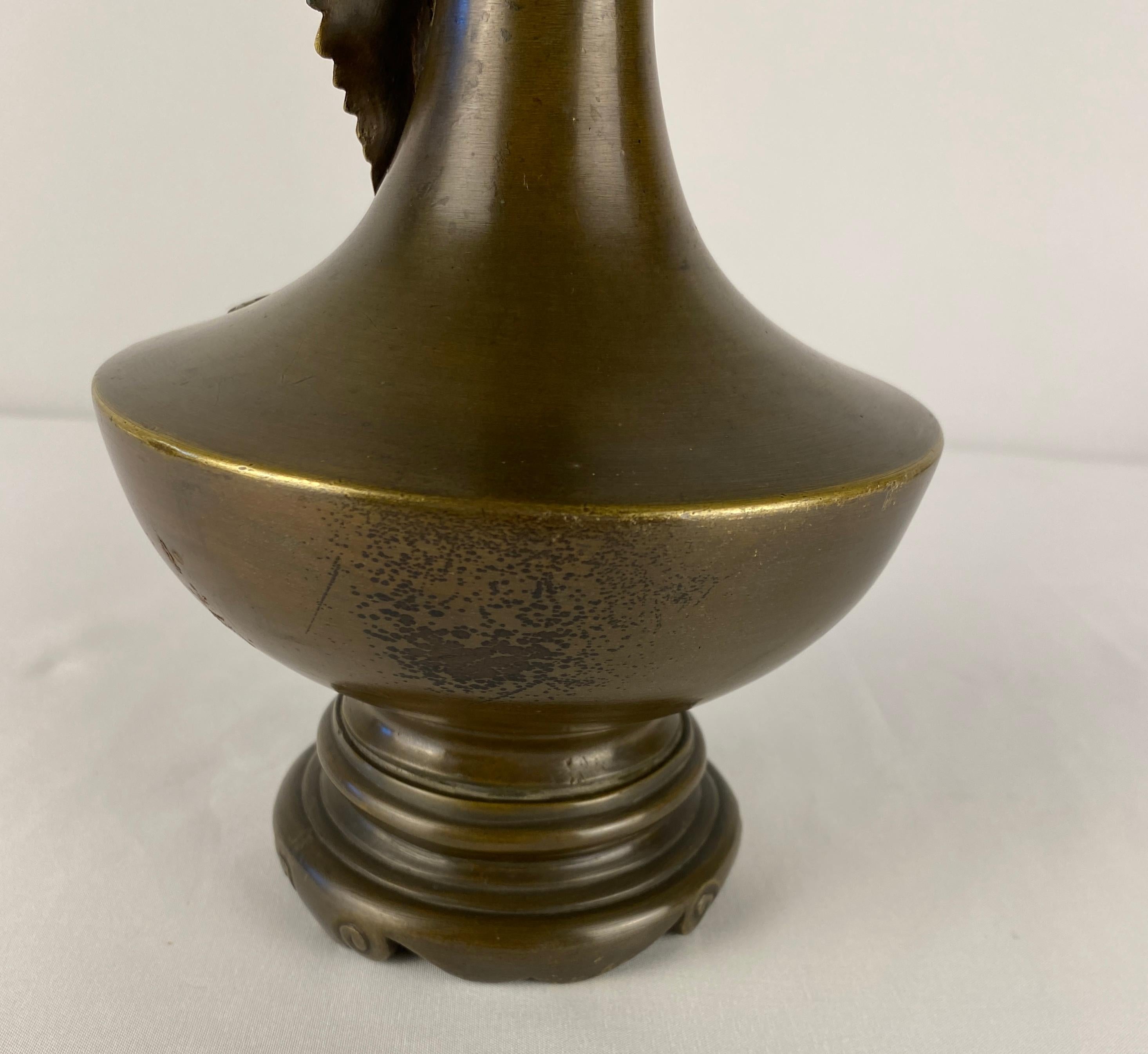 20th Century Pair of Art Nouveau Bronze Stem Vases  For Sale