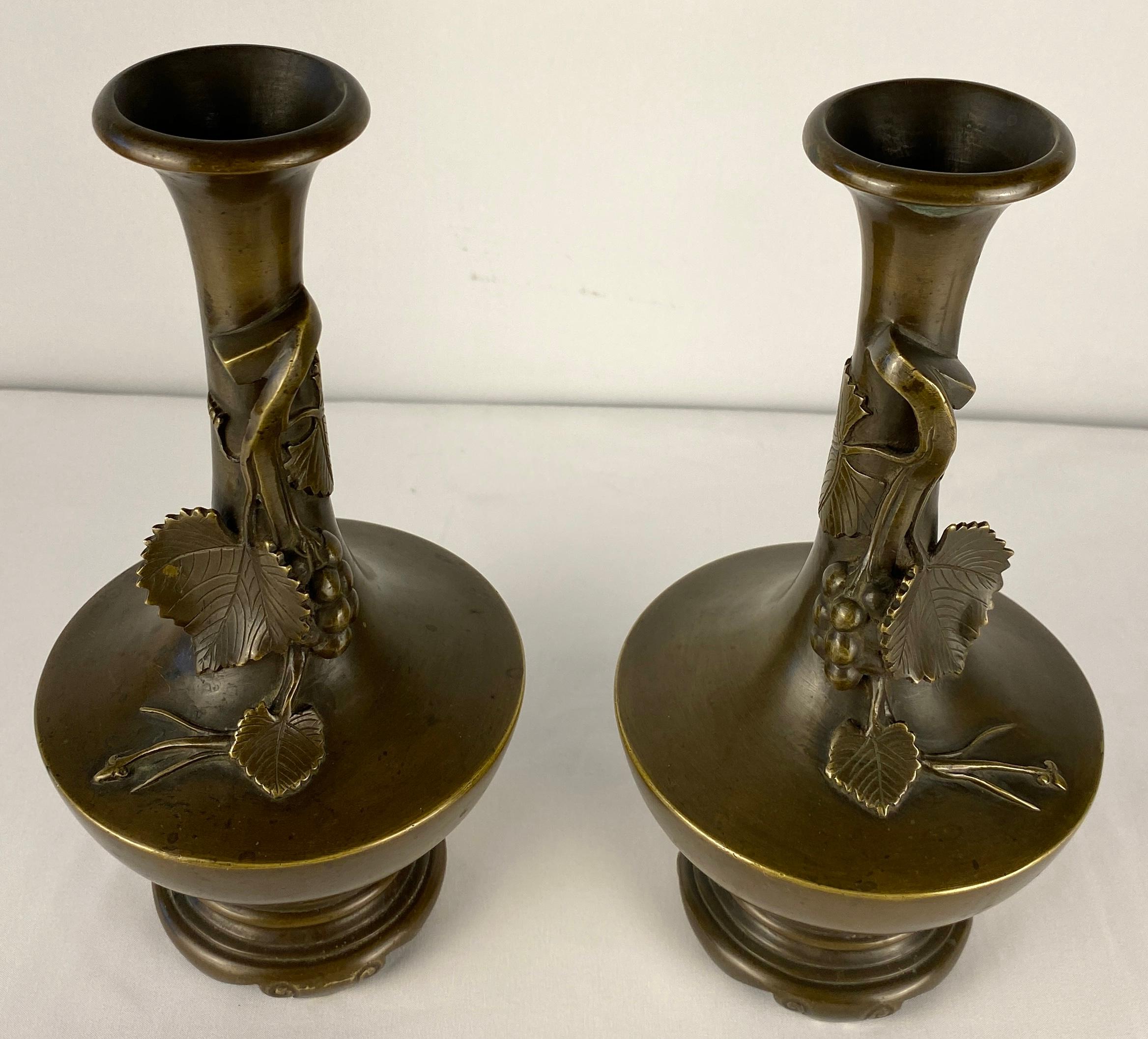 Pair of Art Nouveau Bronze Stem Vases  For Sale 3