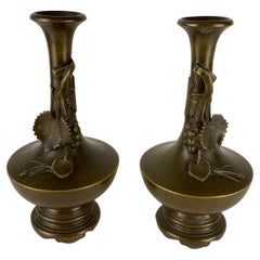 Pair of Art Nouveau Bronze Stem Vases