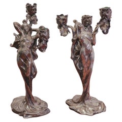 Pair of Art Nouveau Candelabras - Claude Bonnefond (1868-1936)