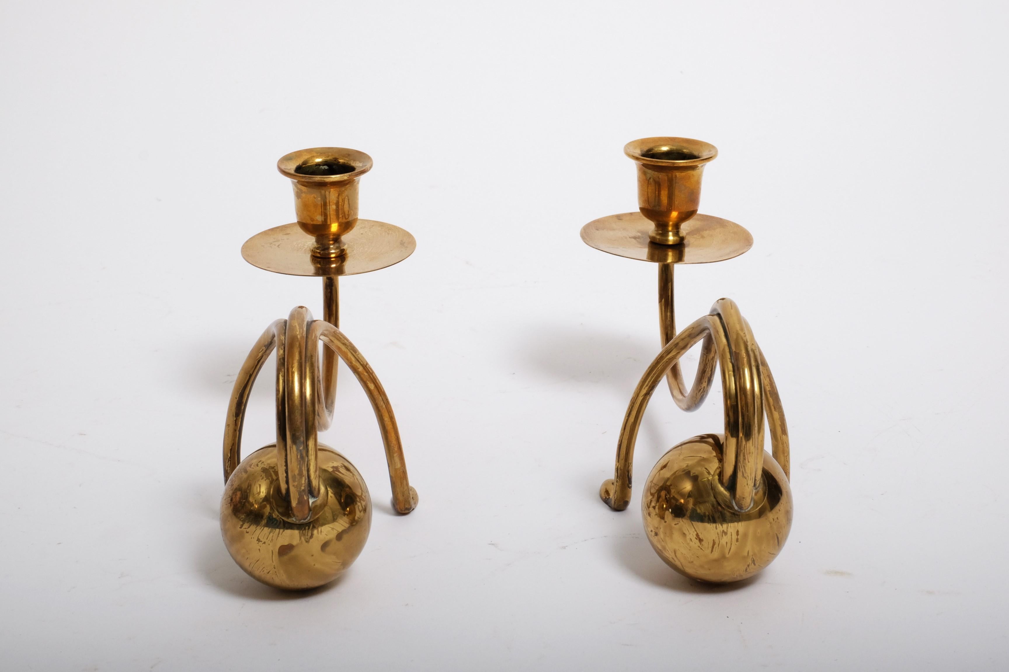 Pair of elegant Art Nouveau candlesticks by Carl Deffner, Germany 1900s For Sale 3