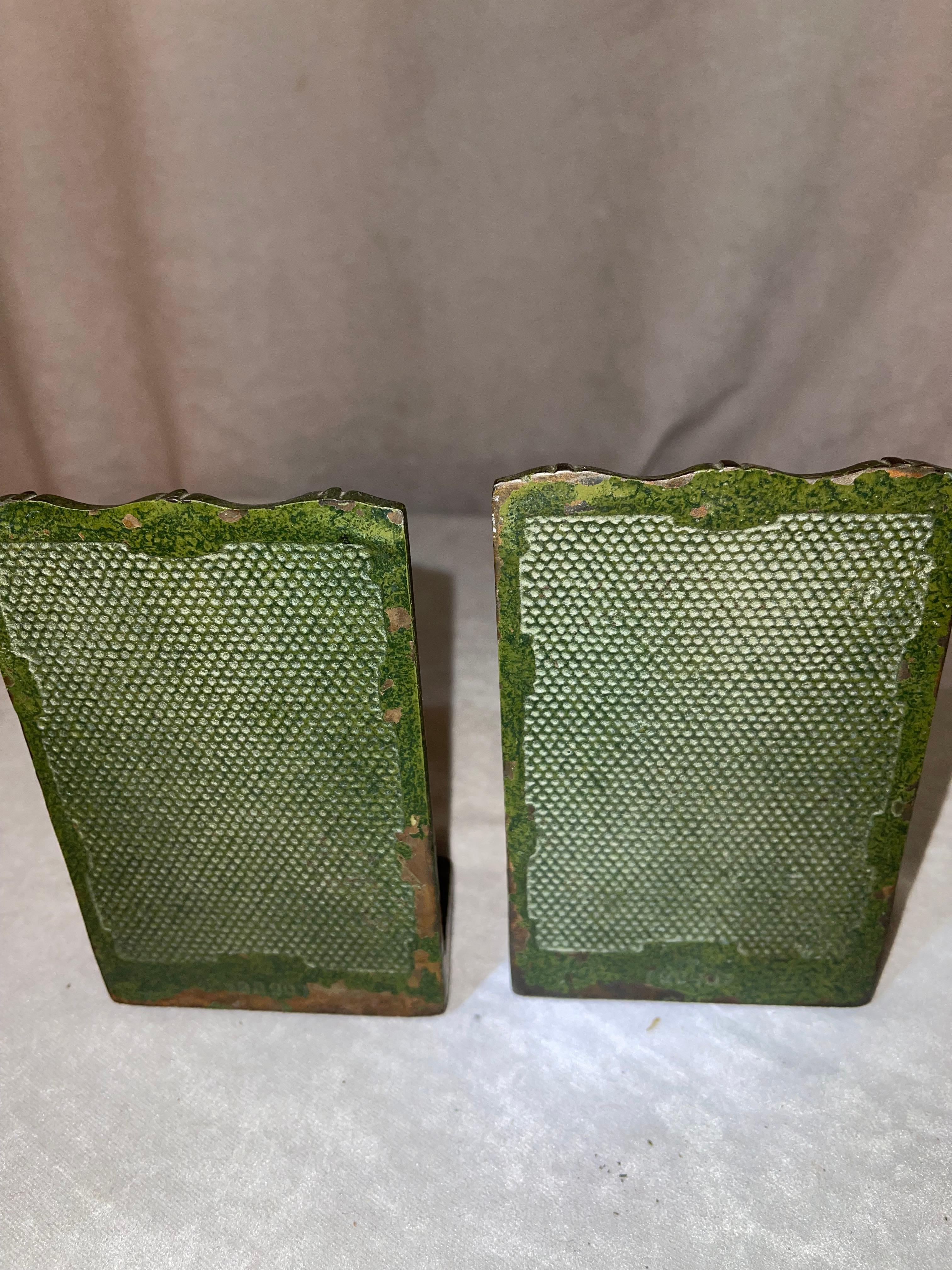 Pair of Art Nouveau Cast Iron Bookends w/Owls, by the Judd Co. ca 1900 1