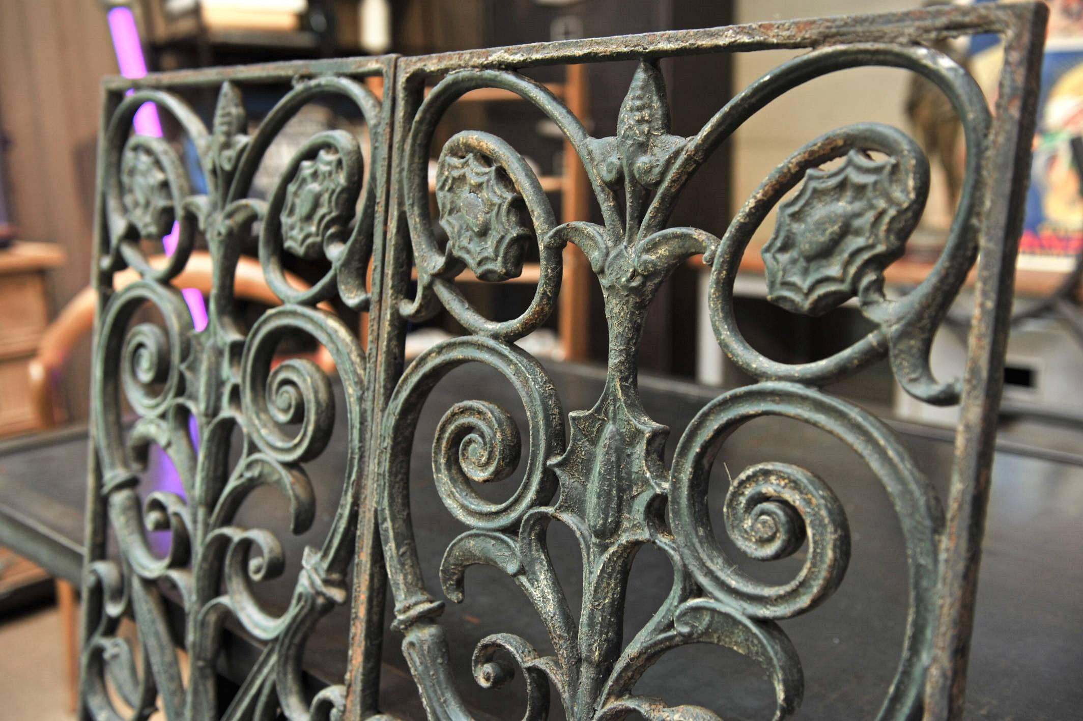 Pair of Art Nouveau Cast Iron French Door Gate, circa 1900 In Excellent Condition In Roubaix, FR