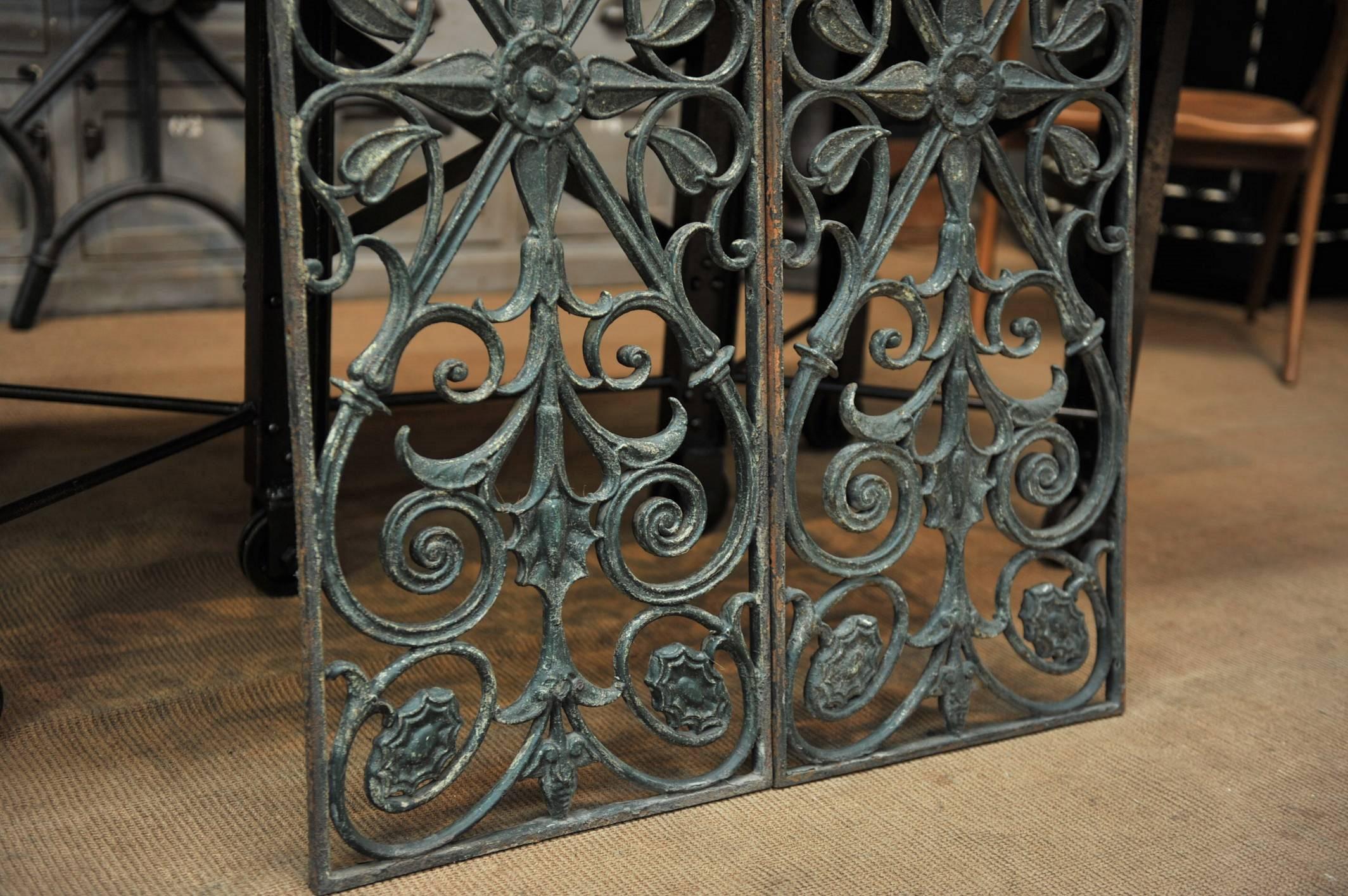 Pair of Art Nouveau Cast Iron French Door Gate, circa 1900 1