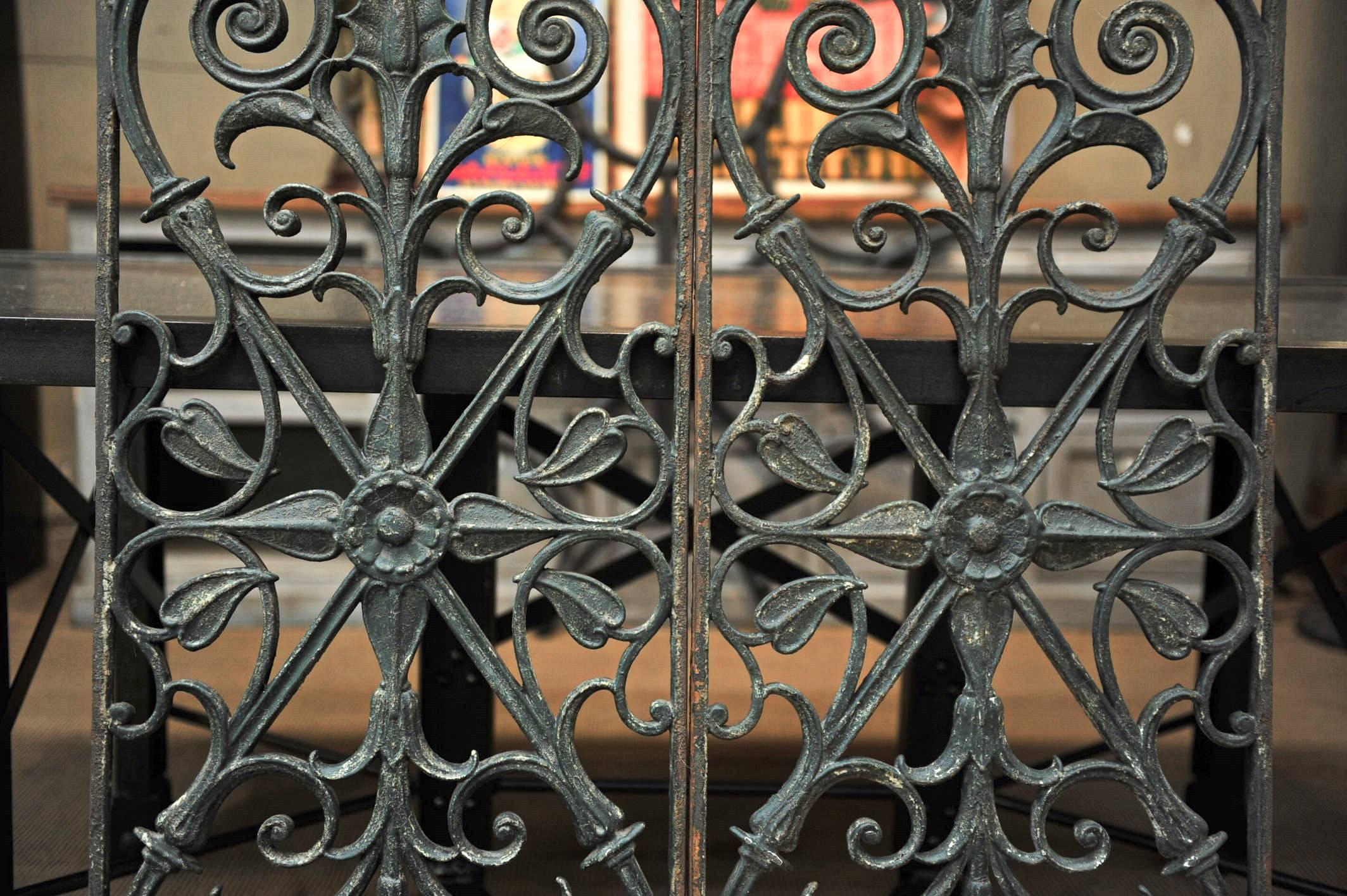 Pair of Art Nouveau Cast Iron French Door Gate, circa 1900 3