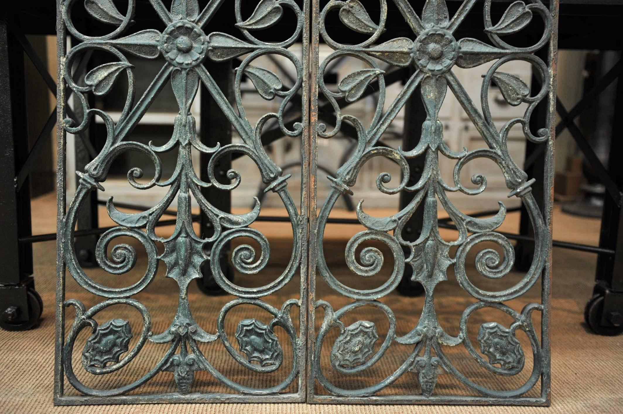 Pair of Art Nouveau Cast Iron French Door Gate, circa 1900 4