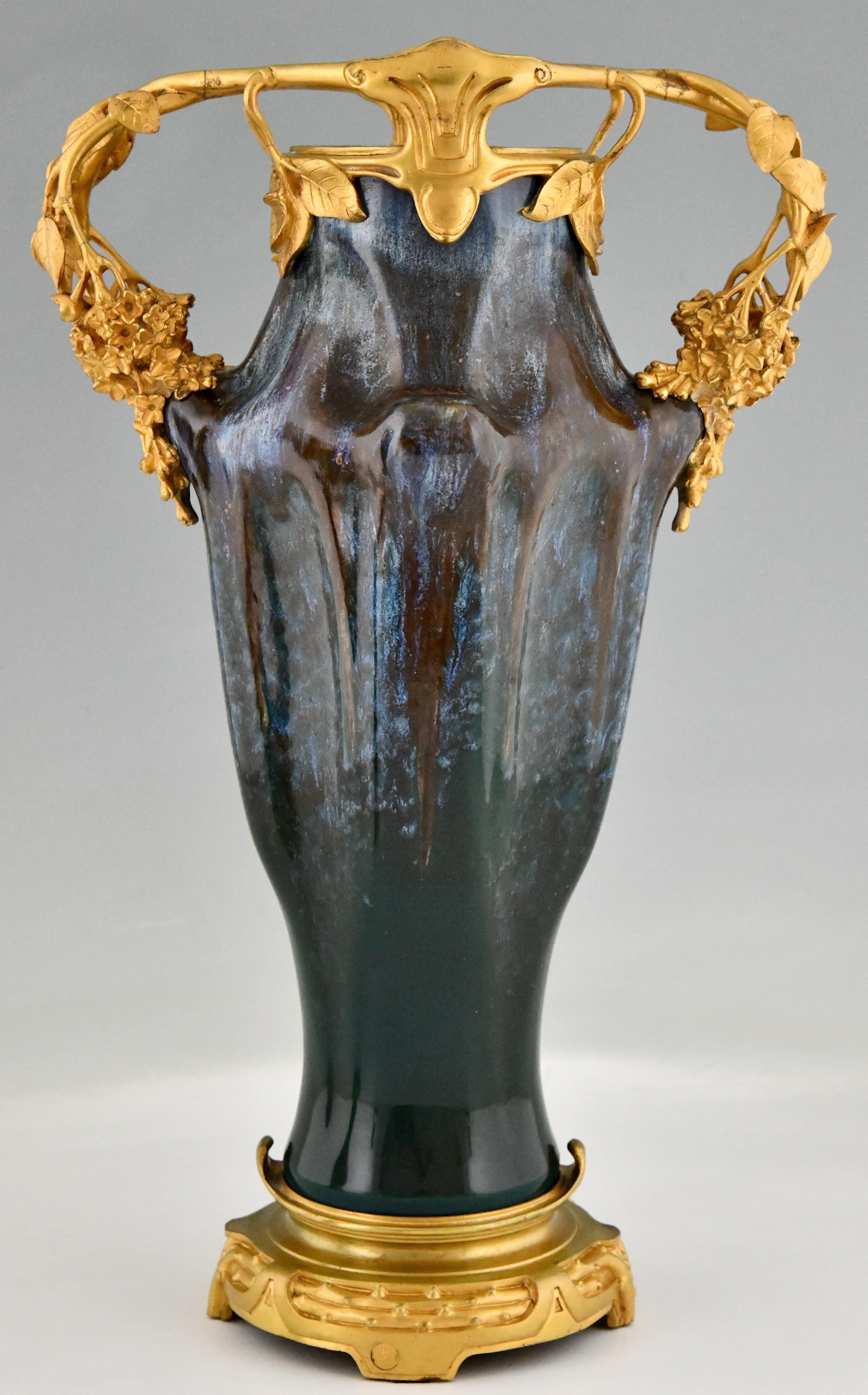 Pair of Art Nouveau ceramic & bronze vases Paul Louchet, Lamarre and Pillivuyt 1