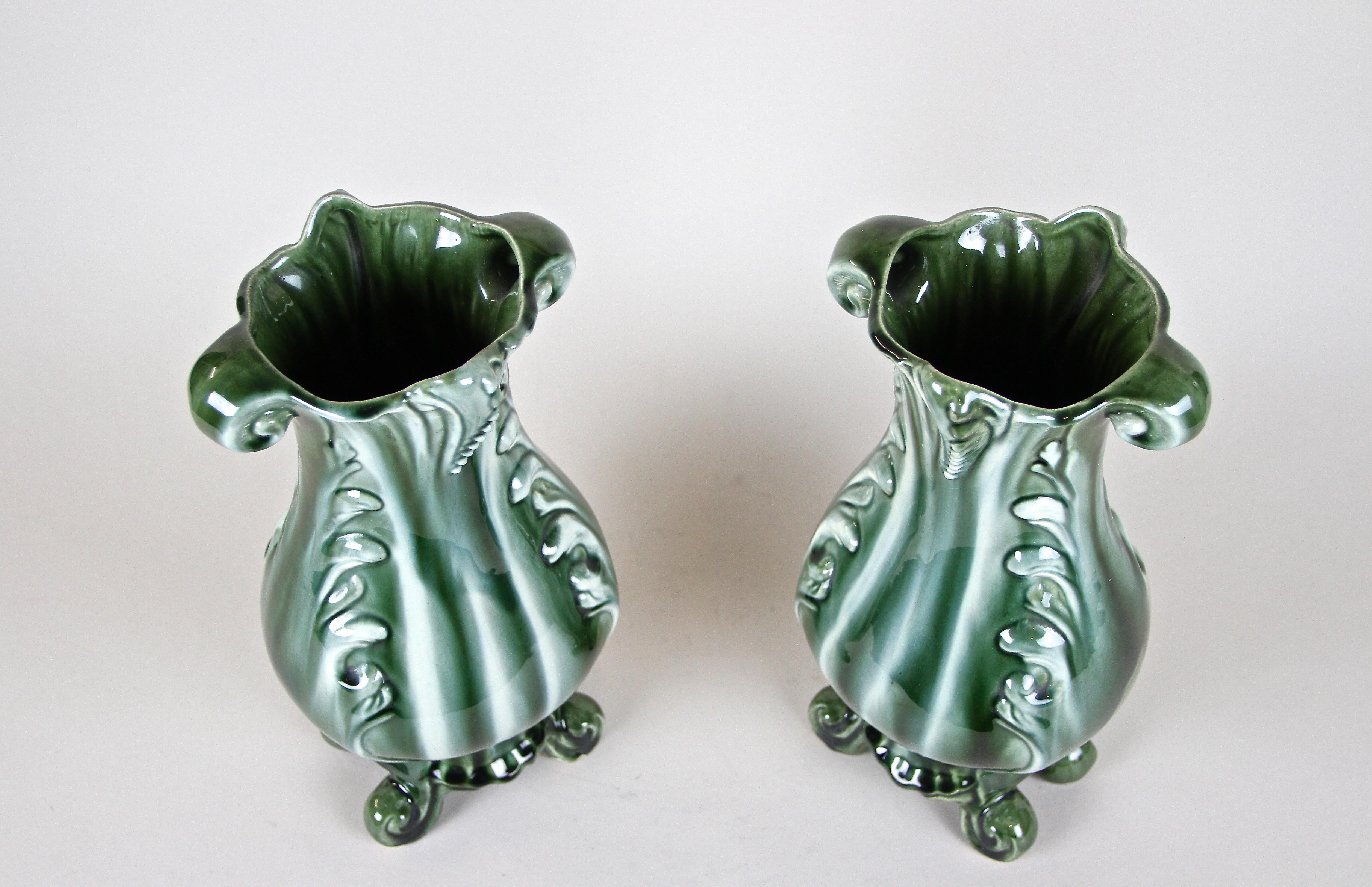 Pair of Art Nouveau Ceramic Vases Glazed, France circa 1900 8