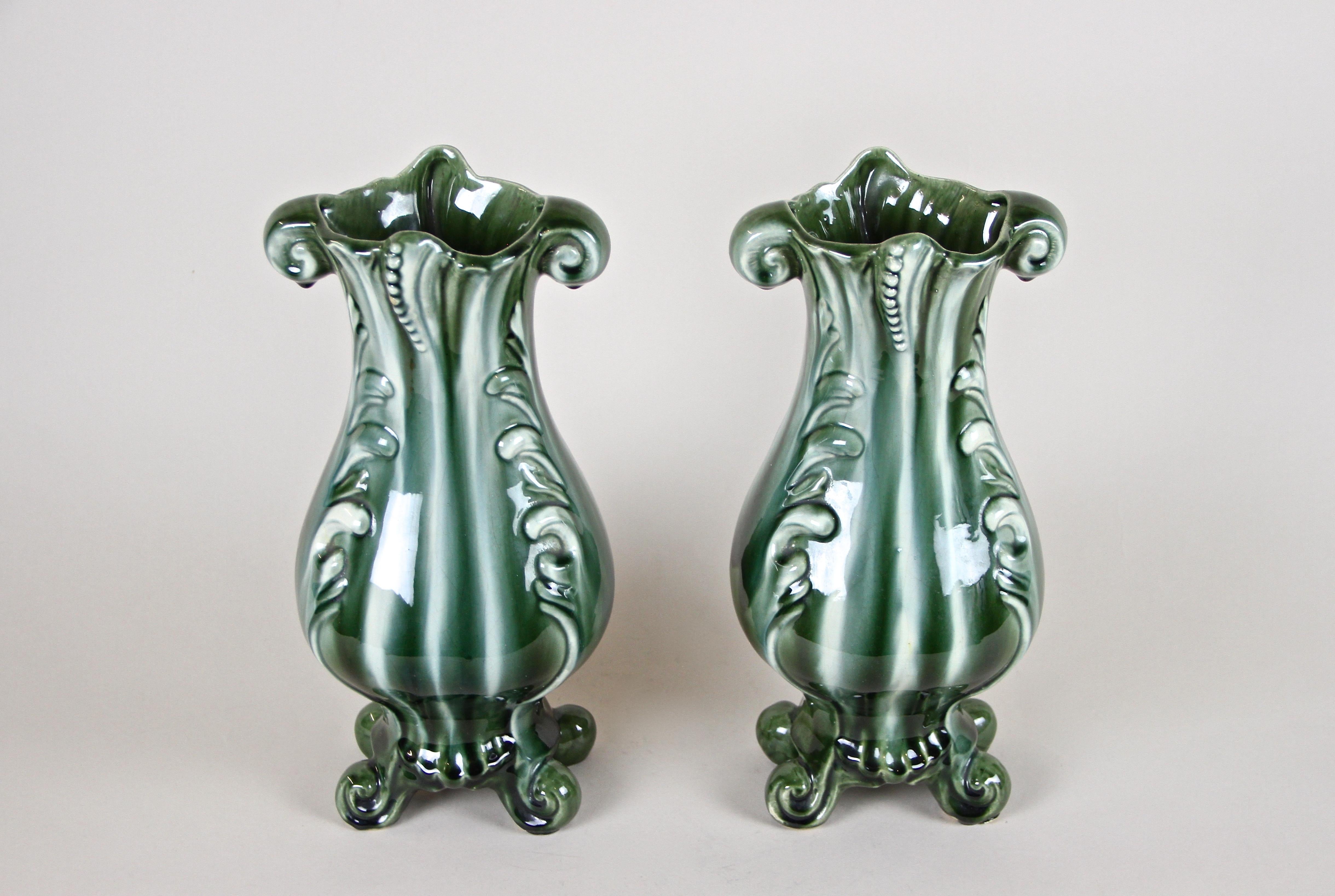 Pair of Art Nouveau Ceramic Vases Glazed, France circa 1900 3