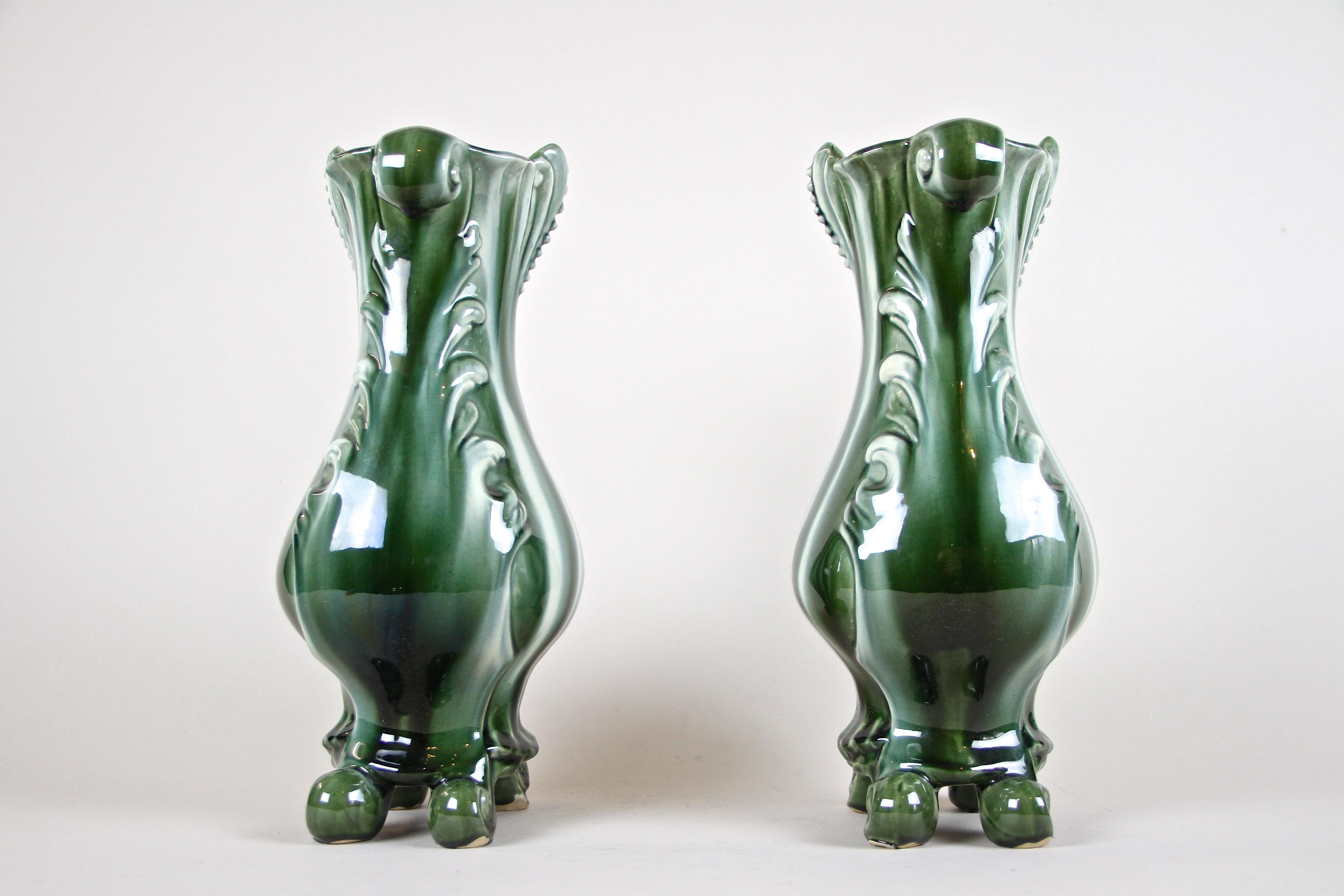 Pair of Art Nouveau Ceramic Vases Glazed, France circa 1900 4