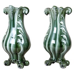 Pair of Art Nouveau Ceramic Vases Glazed, France circa 1900