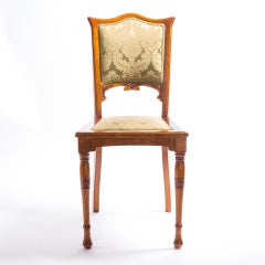Paire de chaises Art Nouveau, Beeche et Acajou, Jacquard de soie. circa 1890