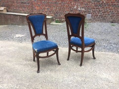 Pair of Art Nouveau Chairs in walnut, circa 1900