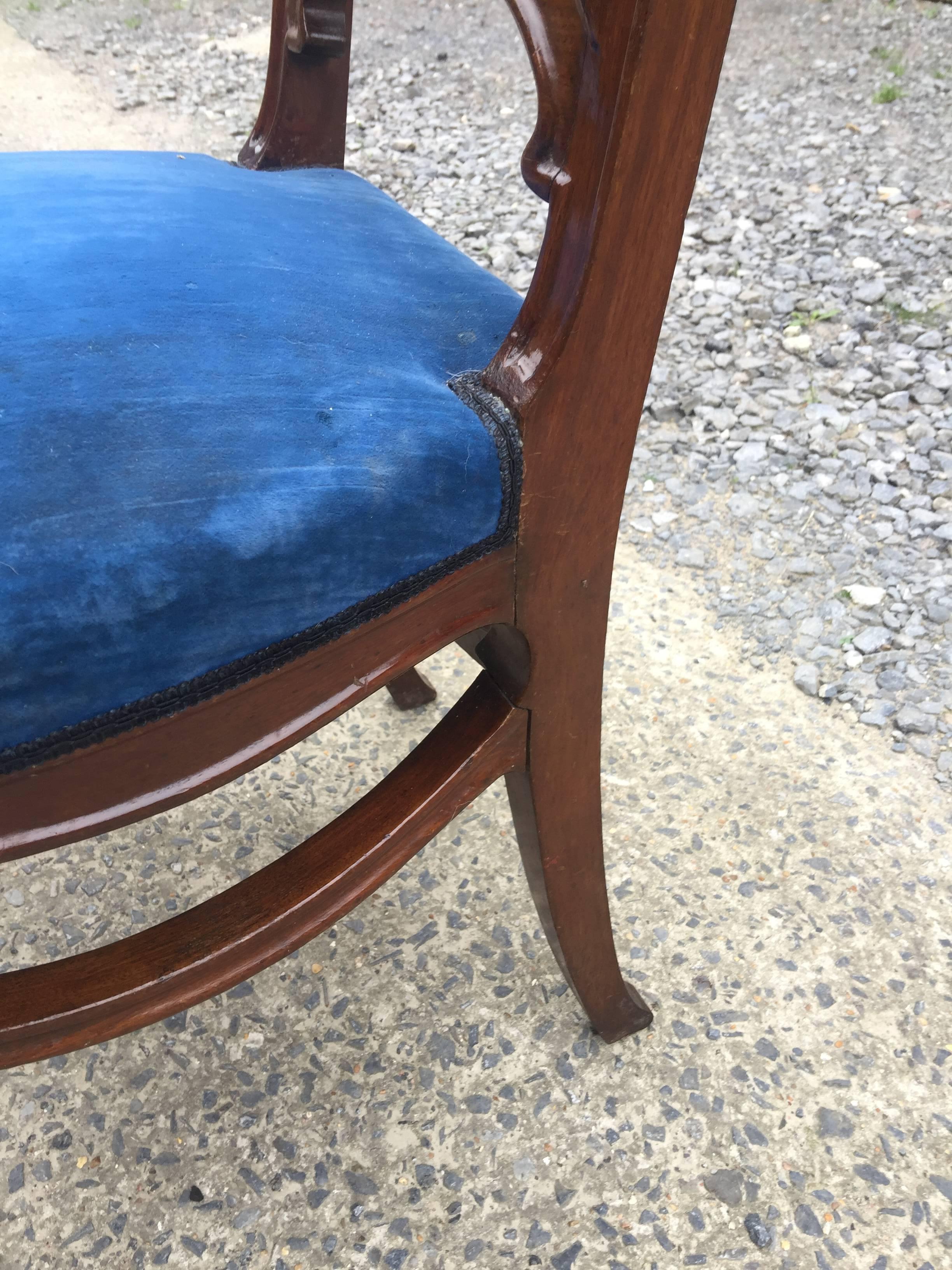Pair of Art Nouveau Chairs in Mahogany, circa 1900 For Sale 1