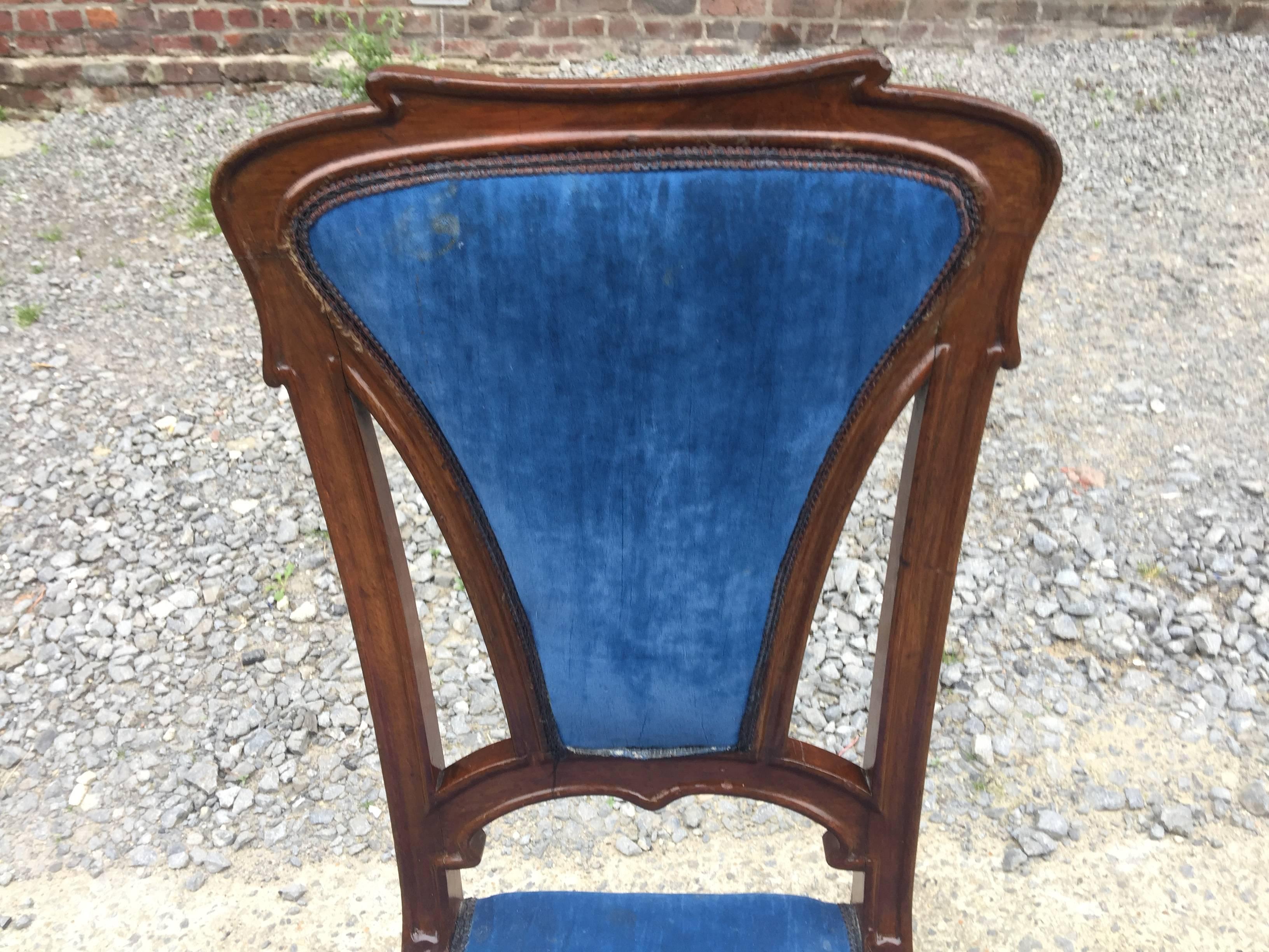 Pair of Art Nouveau Chairs in Mahogany, circa 1900 For Sale 2