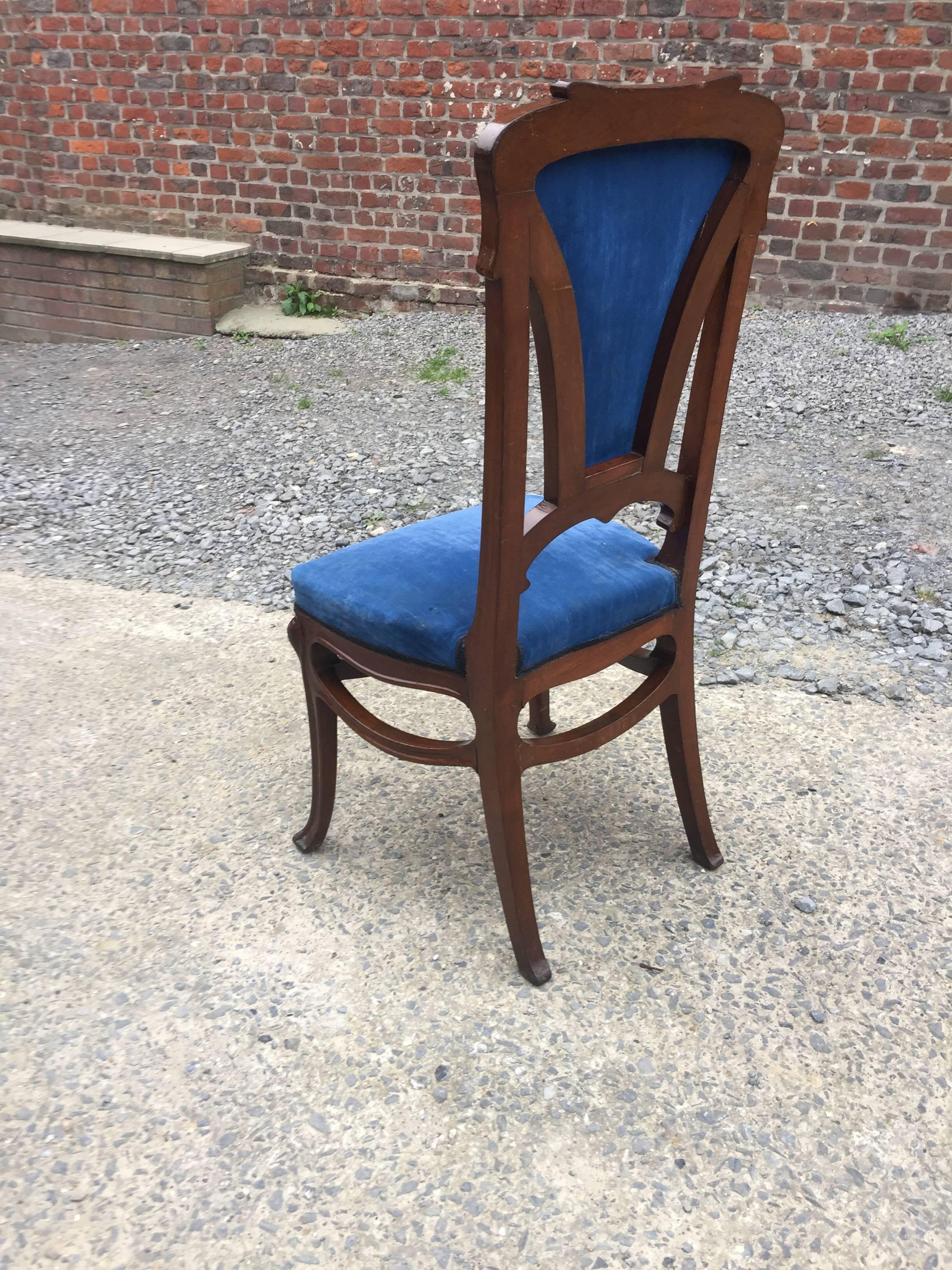 Pair of Art Nouveau Chairs in Mahogany, circa 1900 For Sale 4