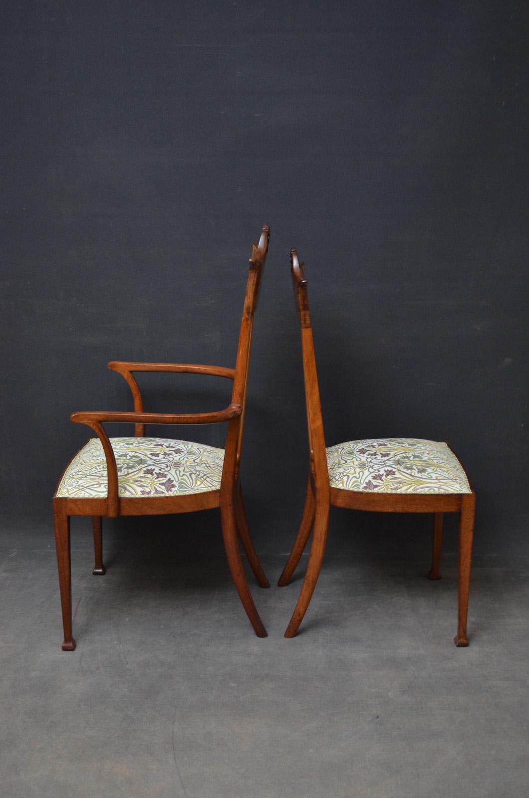 Pair of Art Nouveau Chairs in Mahogany For Sale 5