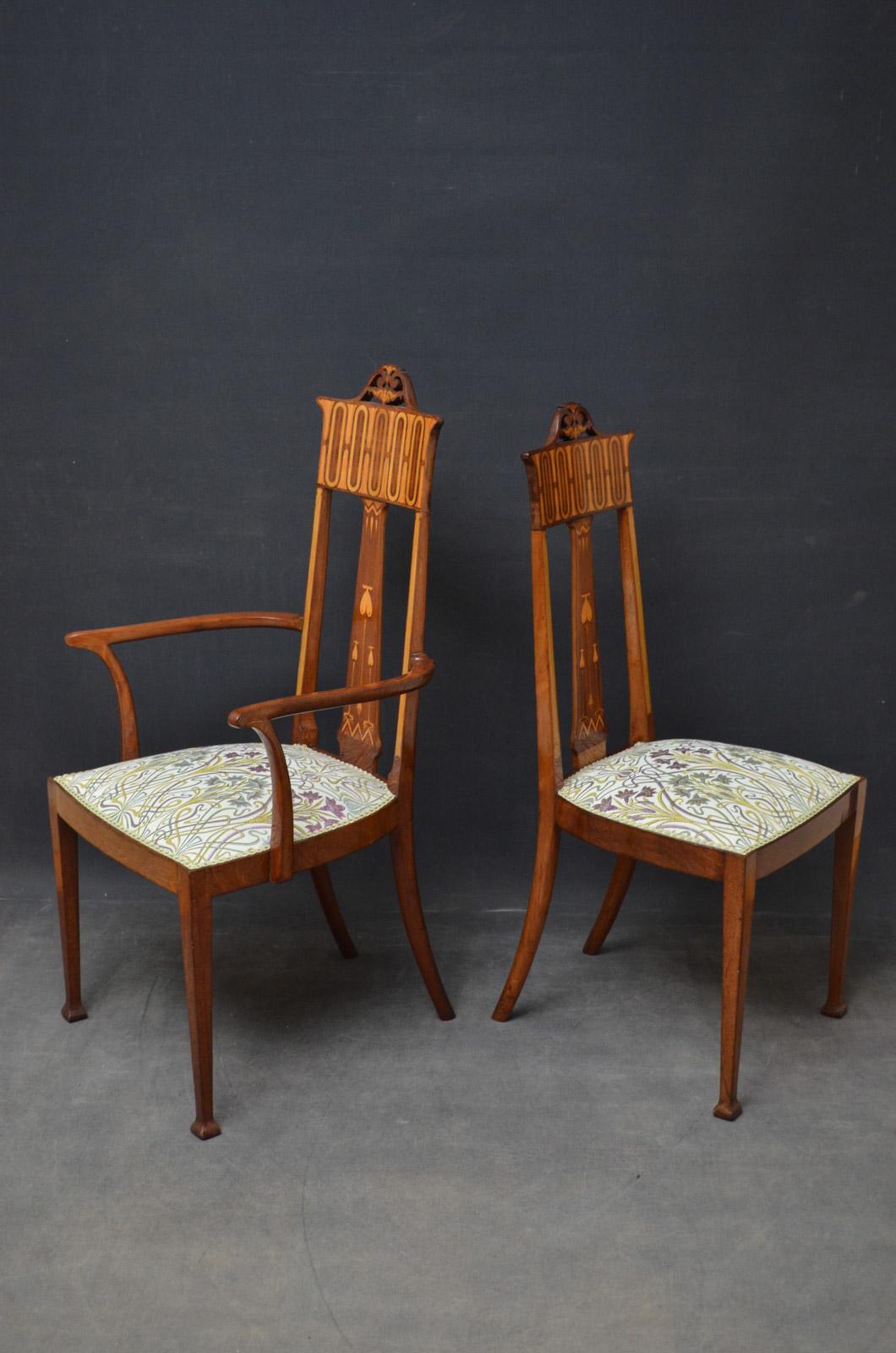 Pair of Art Nouveau Chairs in Mahogany For Sale 6