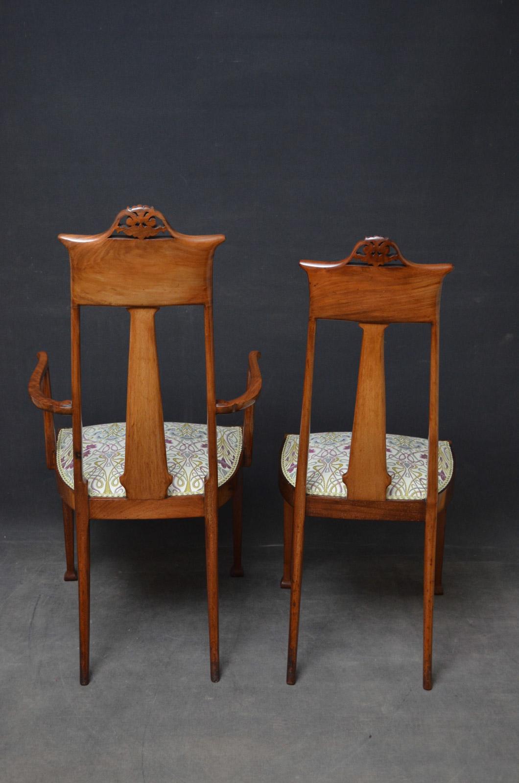Pair of Art Nouveau Chairs in Mahogany For Sale 7