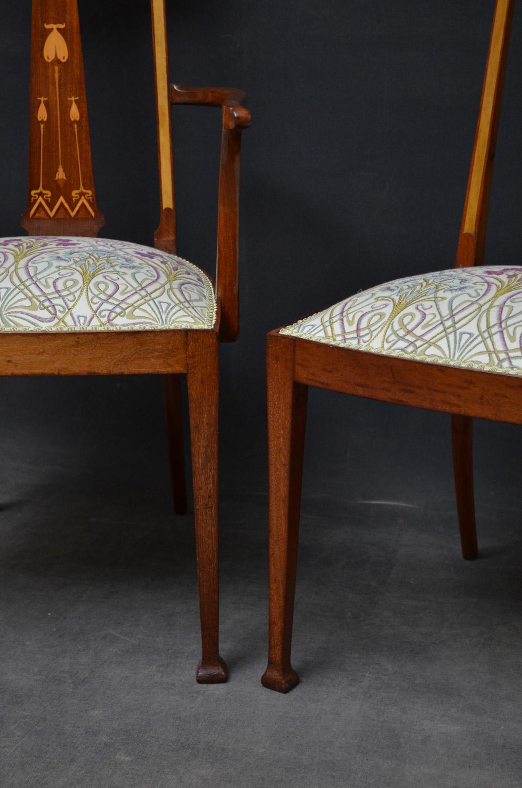 Pair of Art Nouveau Chairs in Mahogany For Sale 4