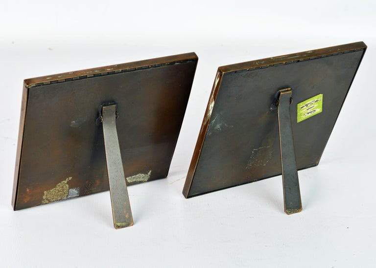 American Pair of Art Nouveau Bronze and Sterling Silver Frames by Heintz Art Metal Shop