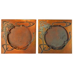 Paar Jugendstil-Rahmen aus Bronze und Sterlingsilber von Heintz Art Metal Shop