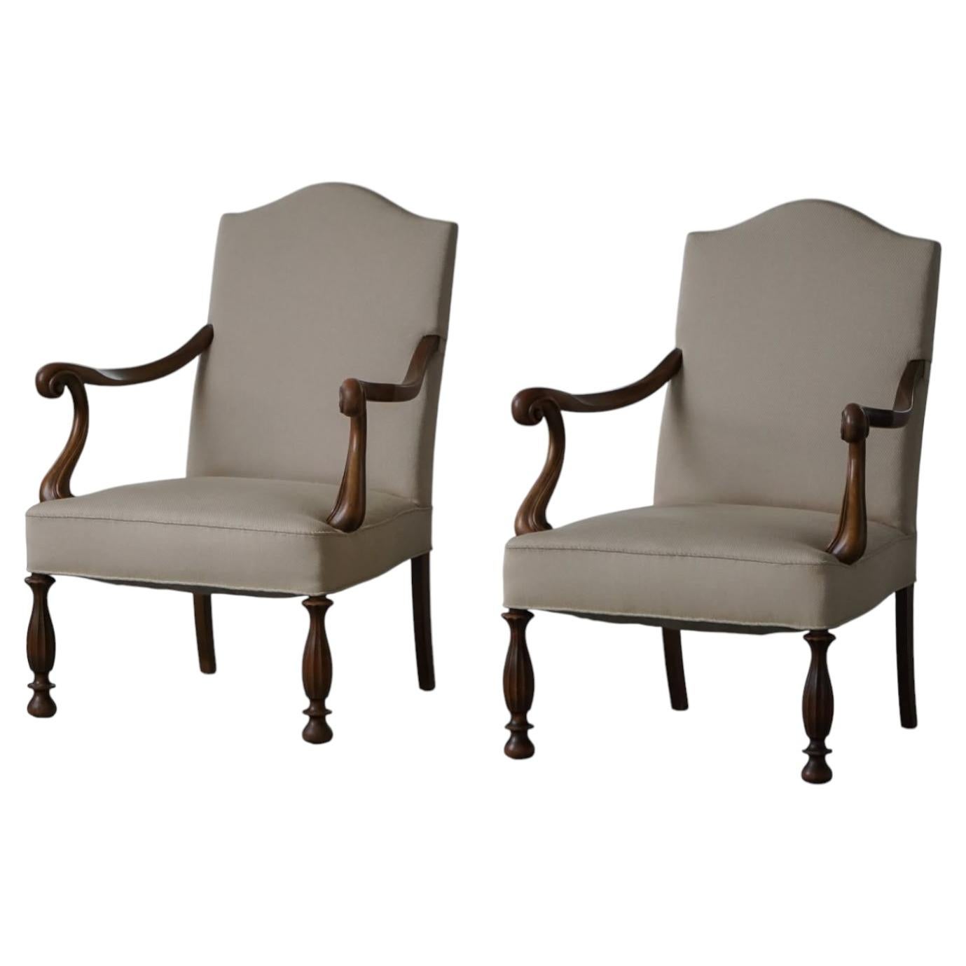 Paire de fauteuils Art Nouveau, ébénisterie danoise, début du 20e siècle en vente