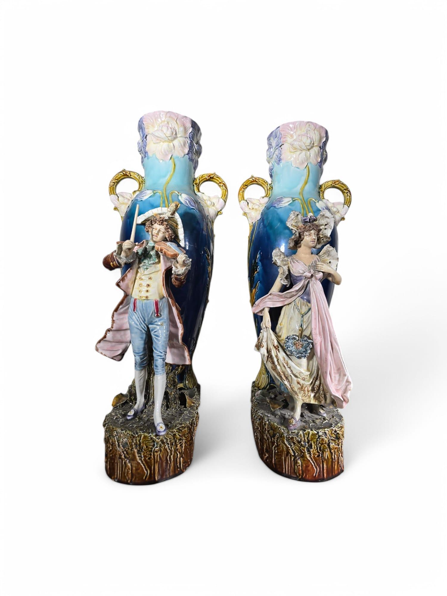 Paire de vases Art Nouveau en céramique émaillée en vente 3