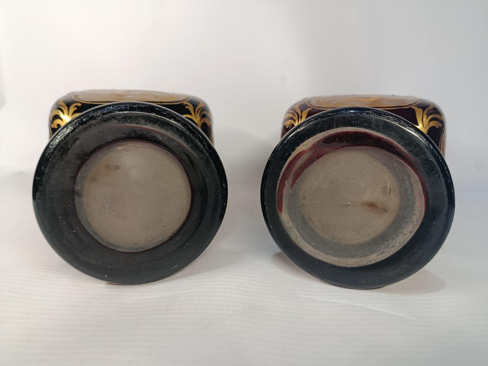 Début du 20ème siècle Paire de vases en verre émaillé Art Nouveau Circa 1900 en vente